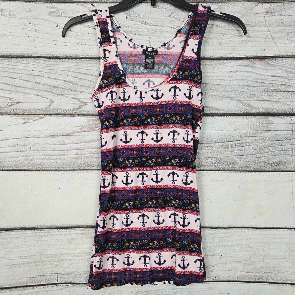 Rue21 Anchor Stripe Tank Top Womens XS Stretch